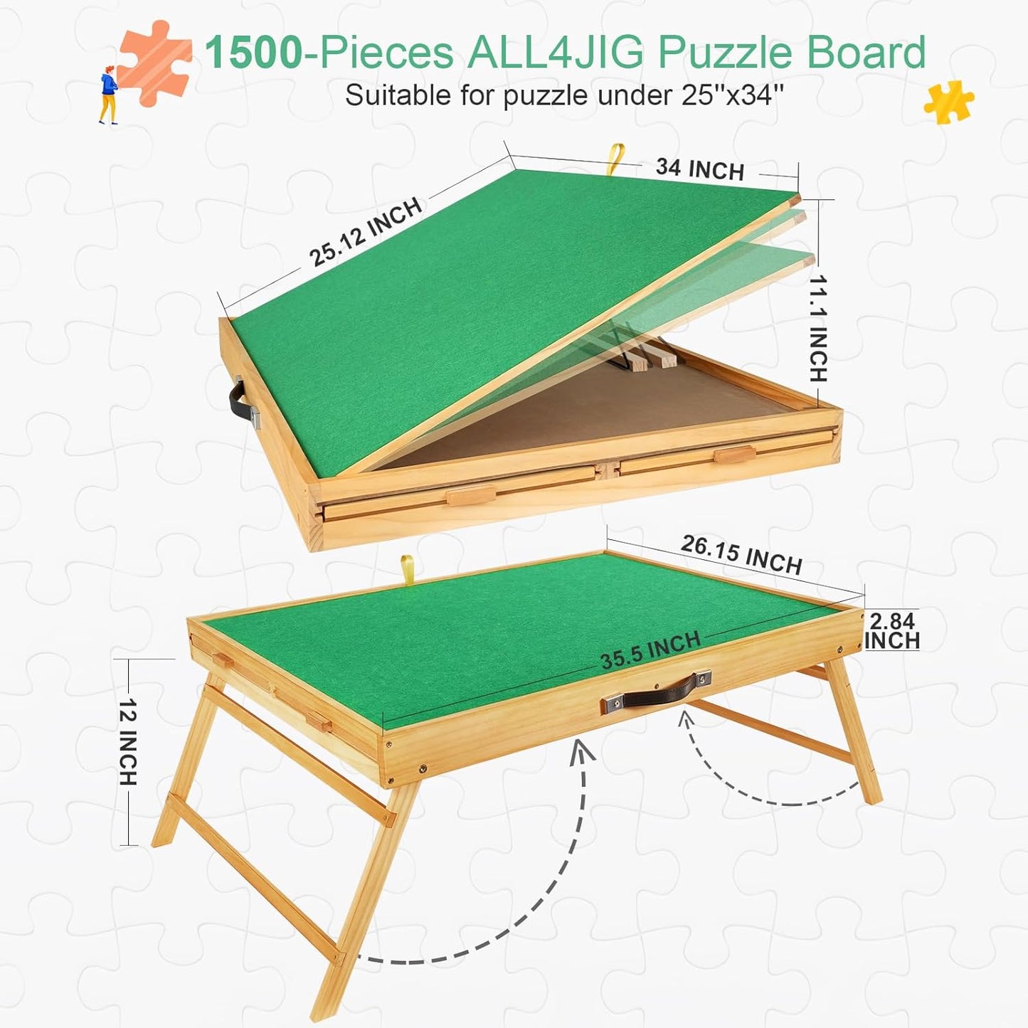 Adjustable Puzzle Table with Foldable Legs & Storage Drawers – Perfect for Jigsaw Lovers! 🧩✨