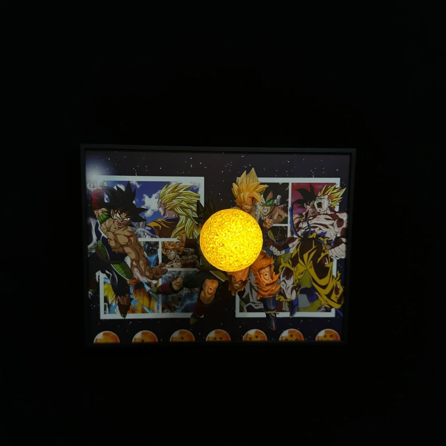 Goku and Bardock 3D Anime Light Art Sculpture